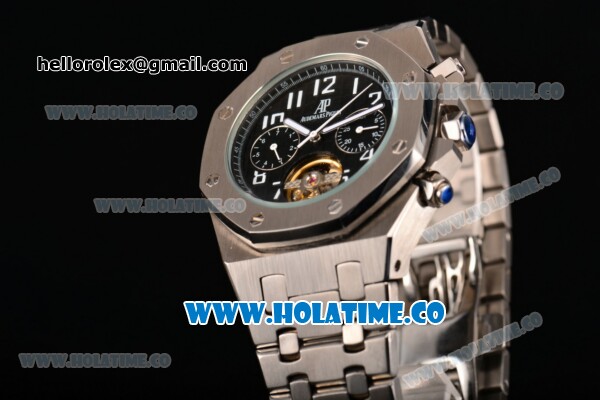 Audemars Piguet Royal Oak Tourbillon Asia Automatic Full Steel with Black Dial and White Arabic Numeral Markers - Click Image to Close